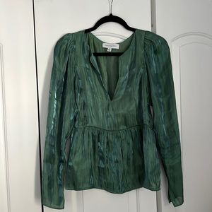 Something Navy Iridescent Low Cut Blouse
